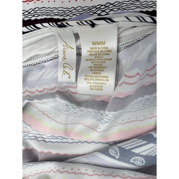 Anne Cole Striped Deep V Cutout Halter Neck Tankini Swim Top Multicolor Size M N - Picture 8 of 10